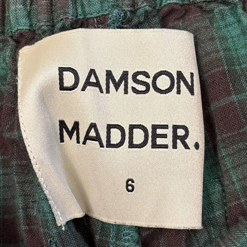 DAMSON MADDER Rafe Pants Green Check Plaid Women Size UK 6 US 2 Casual Cargo
